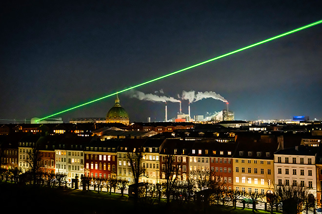 Green Beam, Copenhagen Light Festival 2025. Photo Credit: COPENHAGEN LIGHT FESTIVAL, Christoffer Askman/vnr.TV. Green Beam, Copenhagen Light Festival 2025. Photo Credit: COPENHAGEN LIGHT FESTIVAL, Christoffer Askman/vnr.TV.
