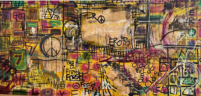 ERO, 1985, spray su tela, cm. 124x256,50 ERO, 1985, spray su tela, cm. 124x256,50