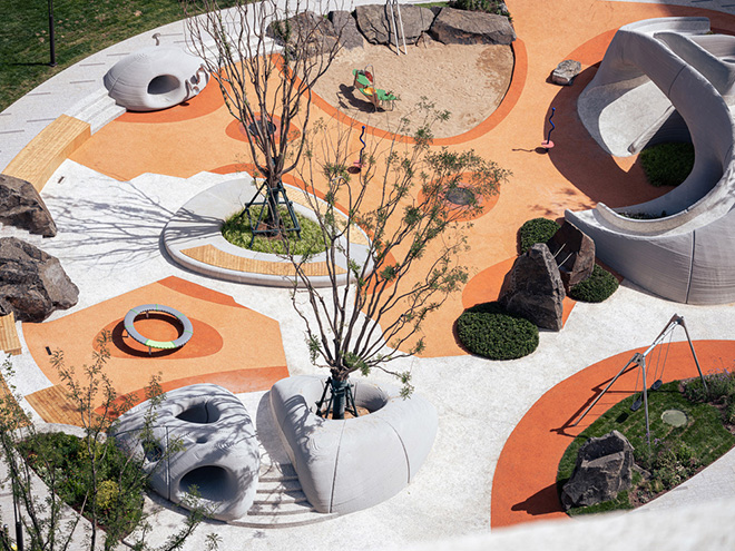 XISUI Design - BOULDER PARK, Jinan, China. Aerial View of the All-Age Boulder Playground Photo credit: Hu Yihao, XISUI Design, 2024 XISUI Design - BOULDER PARK, Jinan, China. Aerial View of the All-Age Boulder Playground Photo credit: Hu Yihao, XISUI Design, 2024
