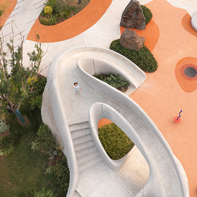 XISUI Design – BOULDER PARK, Jinan, China. Aerial View of the Main Installation. Photo credit: Zhou Sheng, CHENIN Visual, 2024 XISUI Design – BOULDER PARK, Jinan, China. Aerial View of the Main Installation. Photo credit: Zhou Sheng, CHENIN Visual, 2024