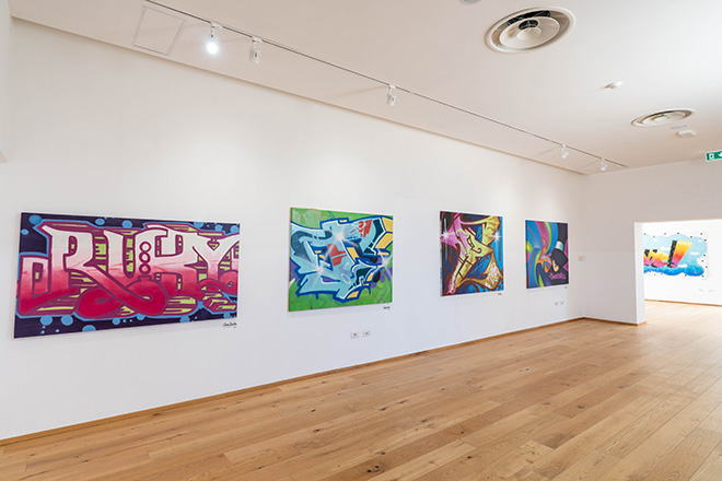 HOPE AROUND. New York Graffiti, installation view, Foro Boario, Oristano. Ph. Francesco de Faveri HOPE AROUND. New York Graffiti, installation view, Foro Boario, Oristano. Ph. Francesco de Faveri