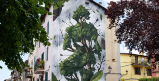 ONIRO - Il Sacrificio dell’Uomo-Albero, Acuto (FR), Lazio. Pittura al quarzo e vernice spray - circa 7,5 m x 14 m, 2025
