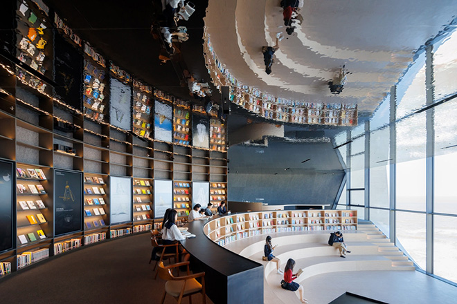 OPEN Architecture - Sun Tower, Yantai, China. Library. Photo credit: Iwan Baan OPEN Architecture - Sun Tower, Yantai, China. Library. Photo credit: Iwan Baan