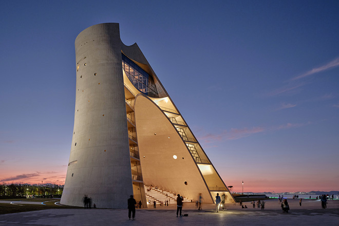 OPEN Architecture - Sun Tower, Yantai, China. Night view. Photo credit: Jonathan Leijonhufvud OPEN Architecture - Sun Tower, Yantai, China. Night view. Photo credit: Jonathan Leijonhufvud