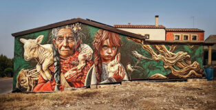 Vera Bugatti - L’altra metà dei pascoli, murale a Siris (OR), Bidda Festival. Photo credit: Enrico Marras