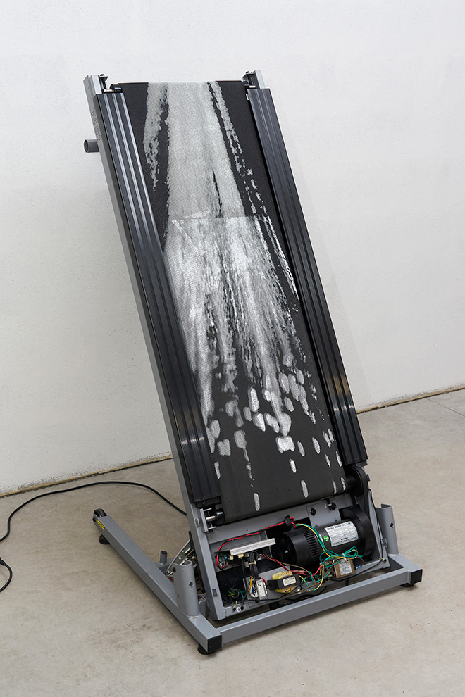 Giovanni Borga - Willie Pete is Running Wild, 2024, Treadmill, Screenprint, 138x86x70 cm. Giovanni Borga - Willie Pete is Running Wild, 2024, Treadmill, Screenprint, 138x86x70 cm.