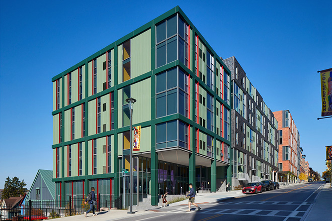 ikon.5 architects - Catherine Commons, Ithaca, New York. Photo credit: Brad Feinknopf
