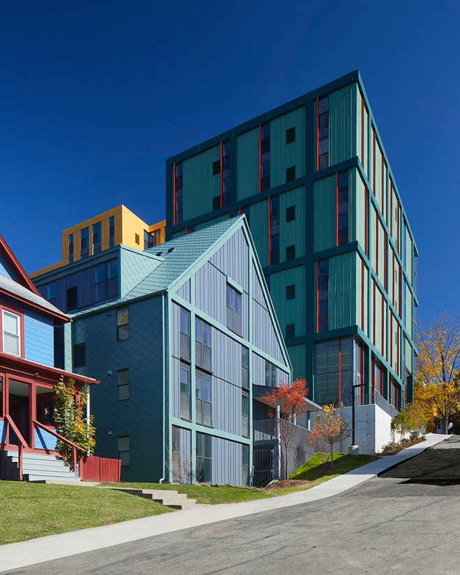 ikon.5 architects - Catherine Commons, Ithaca, New York. Photo credit: Brad Feinknopf