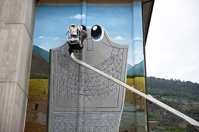 OZMO - Stele 3 Sud (particolare), Aosta, 2025. Foto di Andre Lucat