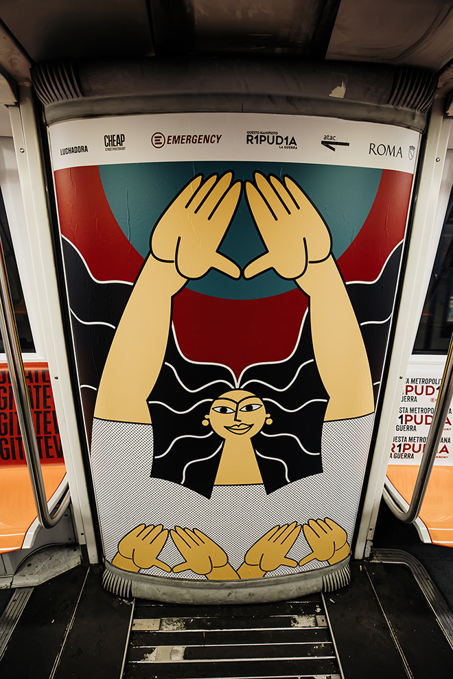 EMERGENCY e CHEAP - La Campagna R1PUD1A sulla Metro A di Roma. Photo credit: Emma Gasparini EMERGENCY e CHEAP - La Campagna R1PUD1A sulla Metro A di Roma. Photo credit: Emma Gasparini