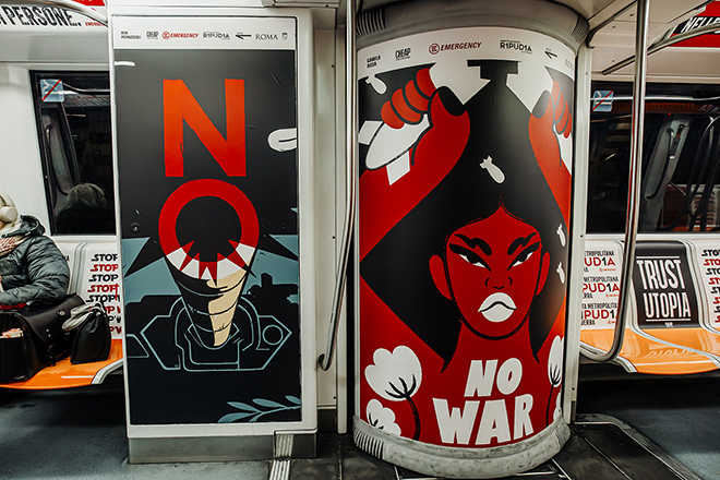 EMERGENCY e CHEAP - La Campagna R1PUD1A sulla Metro A di Roma. Photo credit: Emma Gasparini EMERGENCY e CHEAP - La Campagna R1PUD1A sulla Metro A di Roma. Photo credit: Emma Gasparini