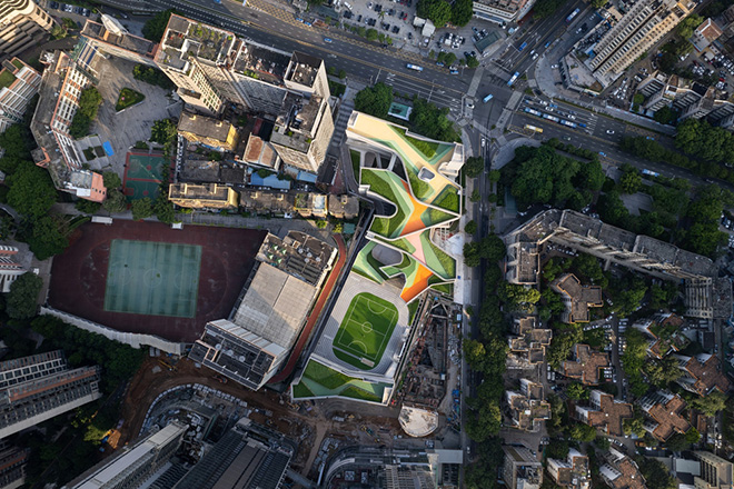 Studio Link-Arc - Cuizhu Foreign Language School. Aerial view Photo credit: Bai Yu