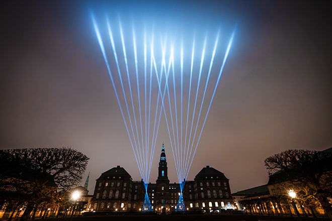 Curtain Call - Copenhagen Light Festival 2026, installation view - Photo courtesy: Copenhagen Light Festival Curtain Call - Copenhagen Light Festival 2026, installation view - Photo courtesy: Copenhagen Light Festival