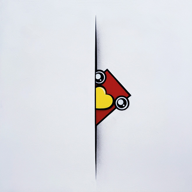 Mister Clay - MY SPACE 1, 80x80 cm., spray su tela, 2025 Mister Clay - MY SPACE 1, 80x80 cm., spray su tela, 2025