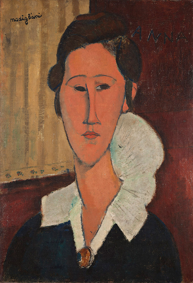 Amedeo Modigliani - Ritratto di Hanka Zborowska o Signora dal collaretto, 1917 circa, olio su tela