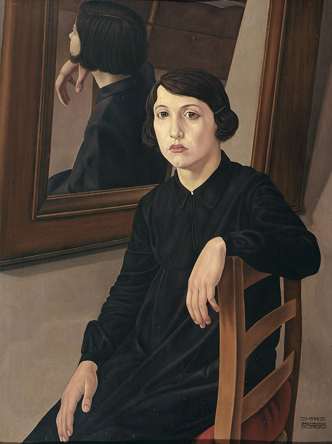 Cagnaccio di San Pietro - La ragazza e lo specchio, 1932, olio su tela