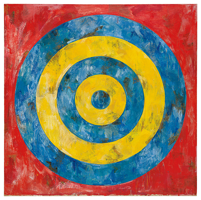JASPER JOHNS - Target, 1961. Encaustic and collage on canvas. 167.6 x 167.6 cm. The Art Institute of Chicago. Gift of the Edlis Neeson Collection. © Jasper Johns, VEGAP, Bilbao, 2026