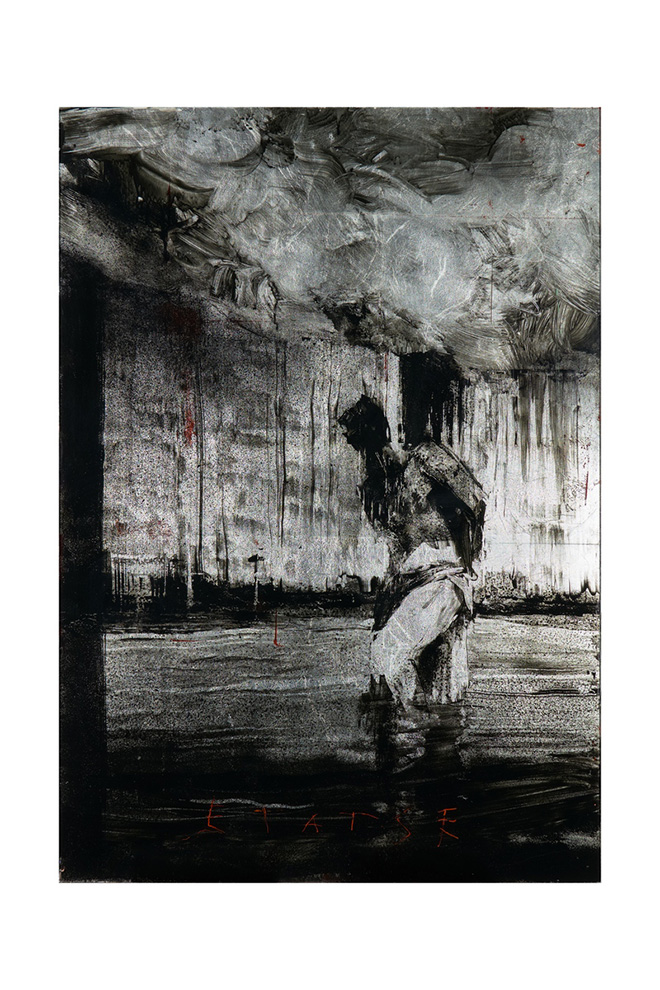 Gonzalo Borondo - Estate, 2026, acrilico e foglia argento su vetro, 100x70 cm. Foto: Federico Beccari Gonzalo Borondo - Estate, 2026, acrilico e foglia argento su vetro, 100x70 cm. Foto: Federico Beccari