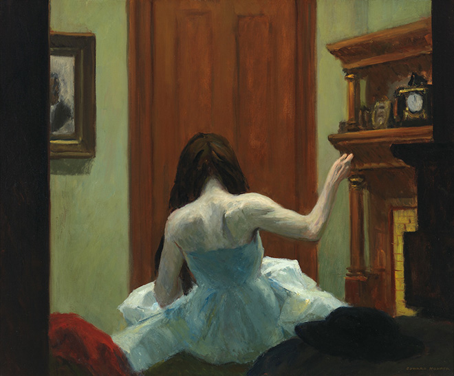 Edward Hopper - New York Interior / Interno newyorkese. c. 1921. Olio su tela, 61,8 × 74,6 cm. Whitney Museum of American Art, New York; Josephine N. Hopper Bequest / lascito di Josephine N. Hopper70.1200. © Heirs of Josephine N. Hopper/SIAE