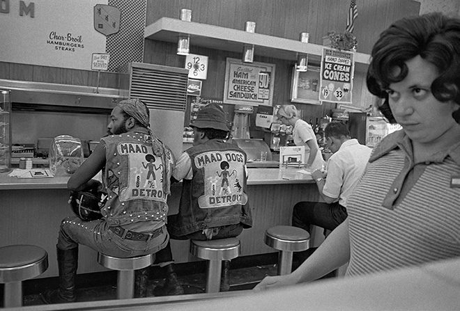 ©Dave Jordano / Courtesy All About Photo - Maad Dogs MC Members, Detroit, Michigan, 1972 ©Dave Jordano / Courtesy All About Photo - Maad Dogs MC Members, Detroit, Michigan, 1972