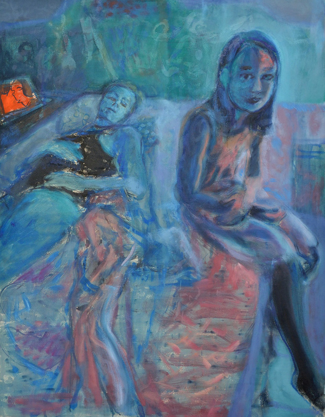 Nebojša Despotović, Un viaggio tra le domande, 2024, acrylic and oil on canvas, 162x124 cm.