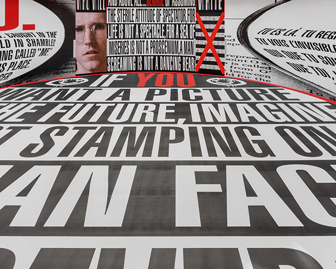 View of the exhibition The History of Tears of Barbara Kruger, Bourse de Commerce – Pinault Collection, Paris, 2026. © Tadao Ando Architect & Associates, Niney et Marca Architectes, agence Pierre-Antoine Gatier. Courtesy of the artist, Sprüth Magers and David Zwirner. Photo: Nicolas Brasseur.
